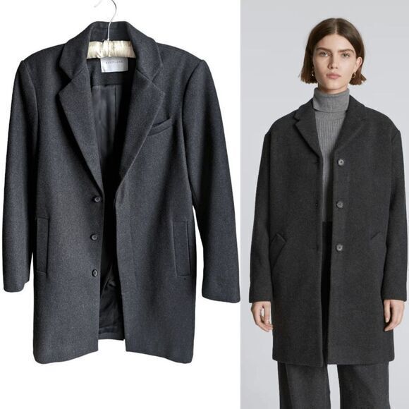 Everlane wool cashmere cocoon peacoat size XS long charcoal gray coat - Picture 1 of 11